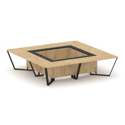 Steel Meet KM-PR.B.SP-16K (Тиквуд светлый/Графит/Черный) Стол переговорный квадратный