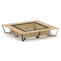 Steel Meet KM-PR.B.SP-20K2 (Тиквуд светлый/Графит/Черный) Стол переговорный квадратный