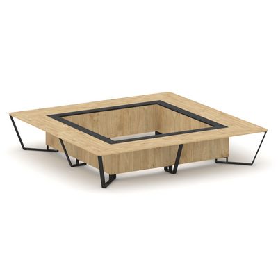 Steel Meet KM-PR.B.SP-20K2 (Тиквуд светлый/Графит/Черный) Стол переговорный квадратный