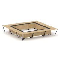 Steel Meet KM-PR.B.SP-24K (Тиквуд светлый/Графит/Черный) Стол переговорный квадратный