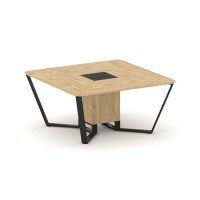 Steel Meet KMK-PR.B.SP-08 (Тиквуд светлый/Графит/Черный) Стол переговорный квадратный