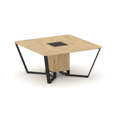 Steel Meet KMK-PR.B.SP-08 (Тиквуд светлый/Графит/Черный) Стол переговорный квадратный