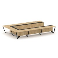 Steel Meet KMK-PR.B.SP-15P (Тиквуд светлый/Графит/Черный) Стол переговорный П-образный