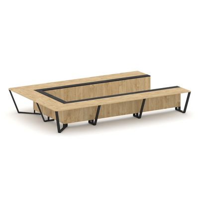 Steel Meet KMK-PR.B.SP-15P (Тиквуд светлый/Графит/Черный) Стол переговорный П-образный