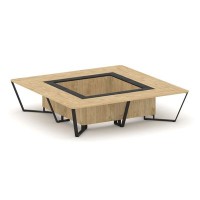 Steel Meet KMK-PR.B.SP-16K (Тиквуд светлый/Графит/Черный) Стол переговорный квадратный