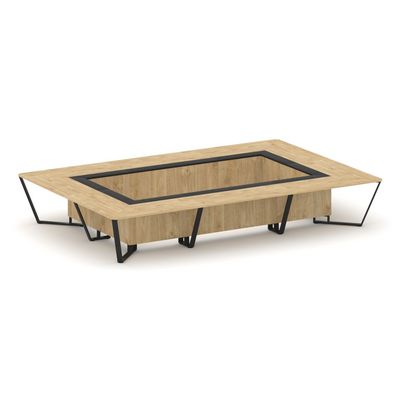 Steel Meet KMK-PR.B.SP-20K (Тиквуд светлый/Графит/Черный) Стол переговорный прямоугольный