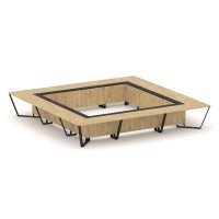 Steel Meet KMK-PR.B.SP-24K (Тиквуд светлый/Графит/Черный) Стол переговорный квадратный