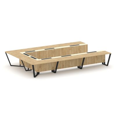 Steel Meet KM-PR.B.SP-15P (Тиквуд светлый/Ваниль/Черный) Стол переговорный П-образный