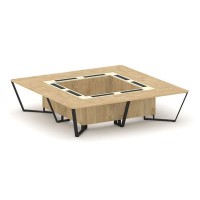 Steel Meet KM-PR.B.SP-16K (Тиквуд светлый/Ваниль/Черный) Стол переговорный квадратный