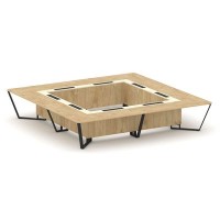 Steel Meet KM-PR.B.SP-20K2 (Тиквуд светлый/Ваниль/Черный) Стол переговорный квадратный