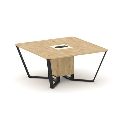 Steel Meet KMK-PR.B.SP-08 (Тиквуд светлый/Ваниль/Черный) Стол переговорный квадратный