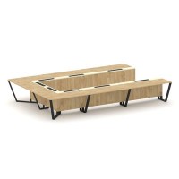 Steel Meet KMK-PR.B.SP-15P (Тиквуд светлый/Ваниль/Черный) Стол переговорный П-образный