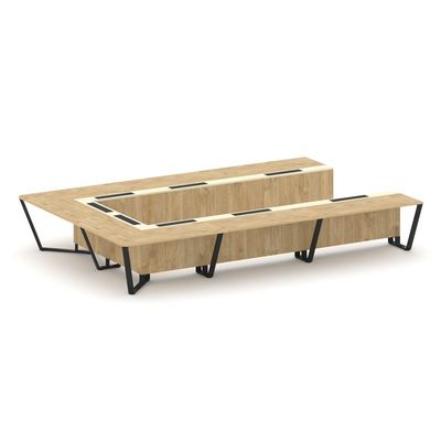 Steel Meet KMK-PR.B.SP-15P (Тиквуд светлый/Ваниль/Черный) Стол переговорный П-образный