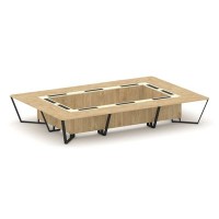 Steel Meet KMK-PR.B.SP-20K (Тиквуд светлый/Ваниль/Черный) Стол переговорный прямоугольный