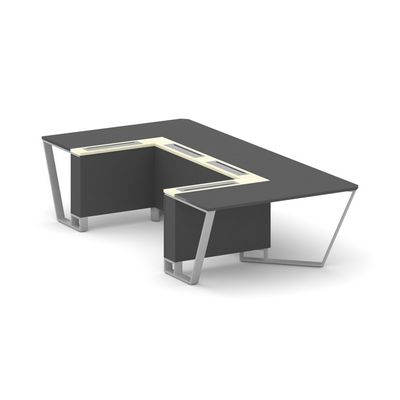 Steel Meet KMK-PR.B.SP-07P (Антрацит/Ваниль/Серый) Стол переговорный П-образный