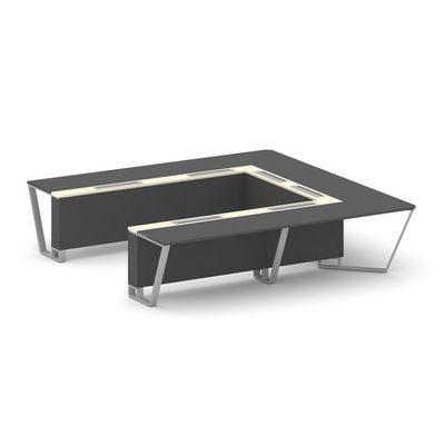 Steel Meet KMK-PR.B.SP-11P (Антрацит/Ваниль/Серый) Стол переговорный П-образный