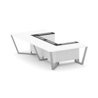 Steel Meet KM-PR.B.SP-07P (Белый бриллиант/Графит/Серый) Стол переговорный П-образный