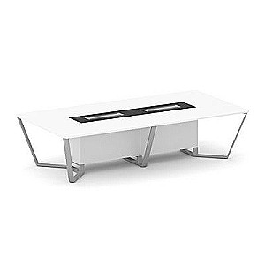 Стил Мит KM-PR.B.SP-12 (Белый бриллиант/Графит/Серый) Стол переговорный прямоугольный