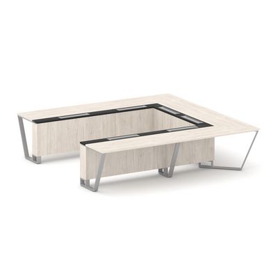 Steel Meet KM-PR.B.SP-11P (Денвер светлый/Графит/Серый) Стол переговорный П-образный