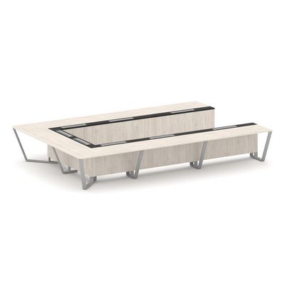 Steel Meet KM-PR.B.SP-15P (Денвер светлый/Графит/Серый) Стол переговорный П-образный