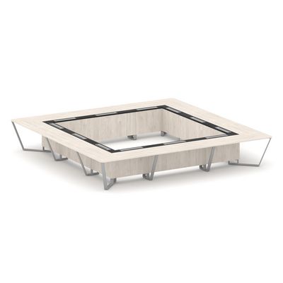 Steel Meet KM-PR.B.SP-24K (Денвер светлый/Графит/Серый) Стол переговорный квадратный