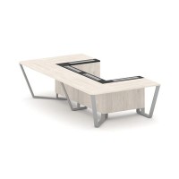 Steel Meet KMK-PR.B.SP-07P (Денвер светлый/Графит/Серый) Стол переговорный П-образный