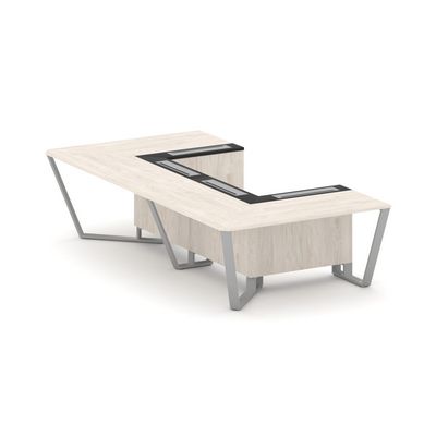 Steel Meet KMK-PR.B.SP-07P (Денвер светлый/Графит/Серый) Стол переговорный П-образный