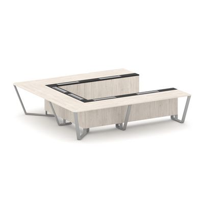 Steel Meet KMK-PR.B.SP-11P (Денвер светлый/Графит/Серый) Стол переговорный П-образный