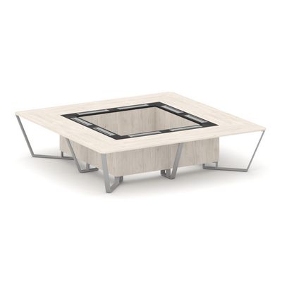 Steel Meet KMK-PR.B.SP-16K (Денвер светлый/Графит/Серый) Стол переговорный квадратный