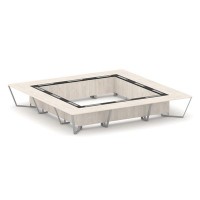 Steel Meet KMK-PR.B.SP-24K (Денвер светлый/Графит/Серый) Стол переговорный квадратный