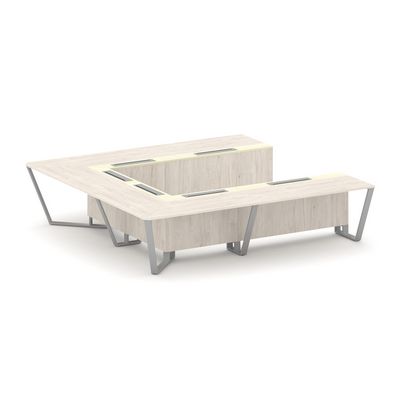 Steel Meet KM-PR.B.SP-11P (Денвер светлый/Ваниль/Серый) Стол переговорный П-образный