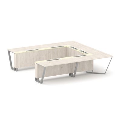 Steel Meet KM-PR.B.SP-11P (Денвер светлый/Ваниль/Серый) Стол переговорный П-образный