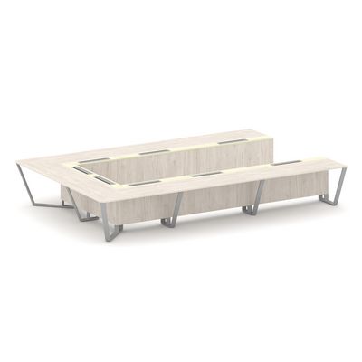 Steel Meet KM-PR.B.SP-15P (Денвер светлый/Ваниль/Серый) Стол переговорный П-образный