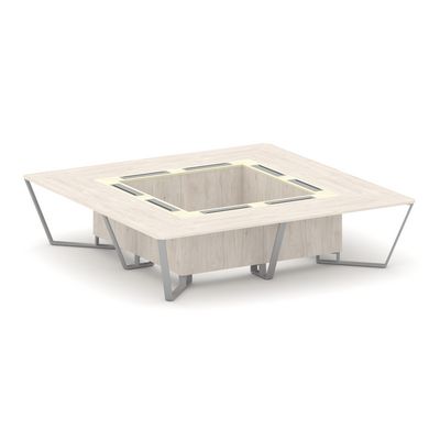 Steel Meet KM-PR.B.SP-16K (Денвер светлый/Ваниль/Серый) Стол переговорный квадратный