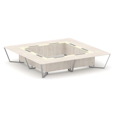 Steel Meet KM-PR.B.SP-20K2 (Денвер светлый/Ваниль/Серый) Стол переговорный квадратный