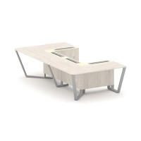 Steel Meet KMK-PR.B.SP-07P (Денвер светлый/Ваниль/Серый) Стол переговорный П-образный