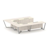 Steel Meet KMK-PR.B.SP-11P (Денвер светлый/Ваниль/Серый) Стол переговорный П-образный