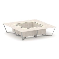 Steel Meet KMK-PR.B.SP-16K (Денвер светлый/Ваниль/Серый) Стол переговорный квадратный