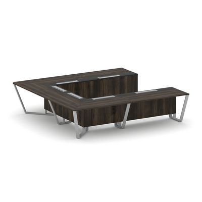 Steel Meet KM-PR.B.SP-11P (Дуб мали/Графит/Серый) Стол переговорный П-образный