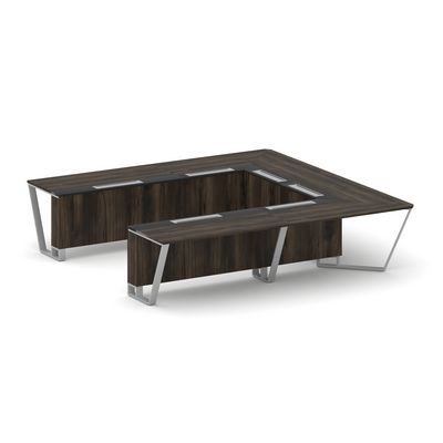 Steel Meet KM-PR.B.SP-11P (Дуб мали/Графит/Серый) Стол переговорный П-образный