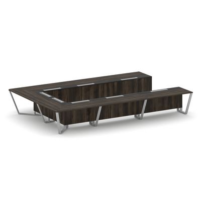 Steel Meet KM-PR.B.SP-15P (Дуб мали/Графит/Серый) Стол переговорный П-образный