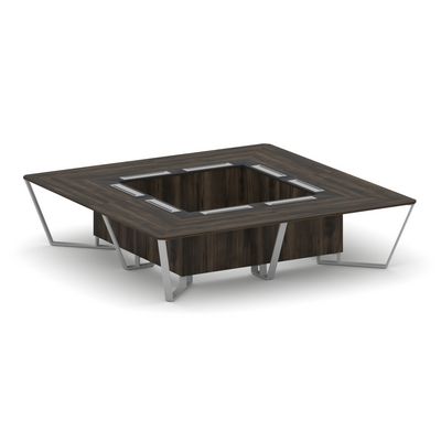 Steel Meet KM-PR.B.SP-16K (Дуб мали/Графит/Серый) Стол переговорный квадратный