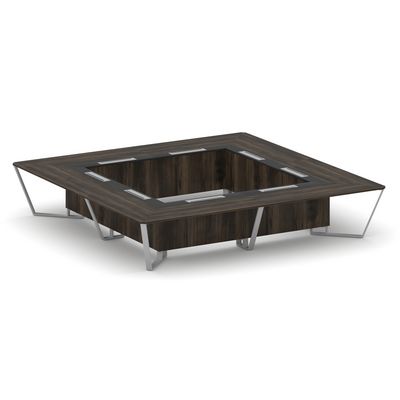 Steel Meet KM-PR.B.SP-20K2 (Дуб мали/Графит/Серый) Стол переговорный квадратный