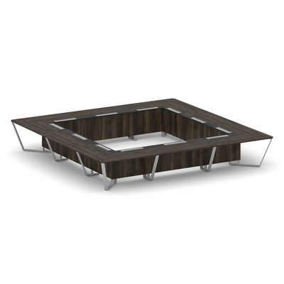 Steel Meet KM-PR.B.SP-24K (Дуб мали/Графит/Серый) Стол переговорный квадратный