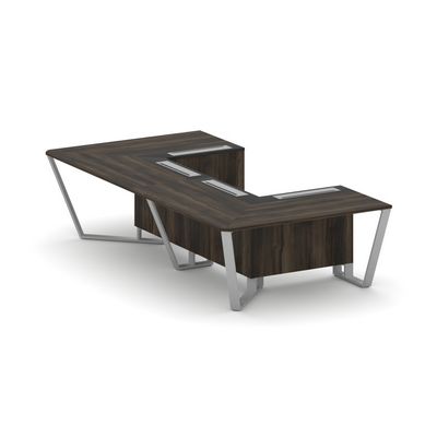 Steel Meet KMK-PR.B.SP-07P (Дуб мали/Графит/Серый) Стол переговорный П-образный