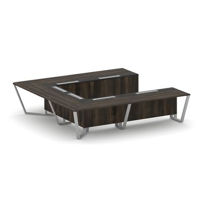 Steel Meet KMK-PR.B.SP-11P (Дуб мали/Графит/Серый) Стол переговорный П-образный