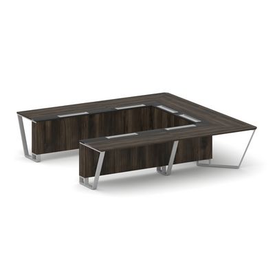 Steel Meet KMK-PR.B.SP-11P (Дуб мали/Графит/Серый) Стол переговорный П-образный