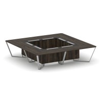 Steel Meet KMK-PR.B.SP-16K (Дуб мали/Графит/Серый) Стол переговорный квадратный