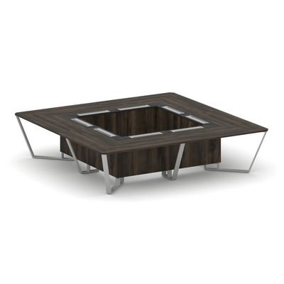 Steel Meet KMK-PR.B.SP-16K (Дуб мали/Графит/Серый) Стол переговорный квадратный