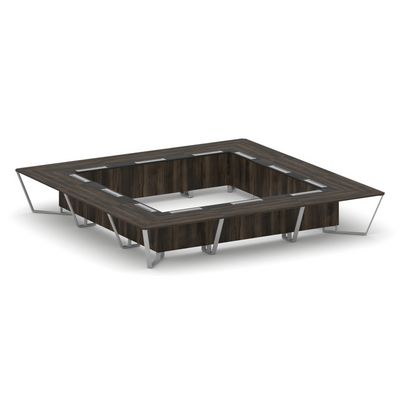 Steel Meet KMK-PR.B.SP-24K (Дуб мали/Графит/Серый) Стол переговорный квадратный